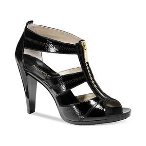 MICHAEL KORS Wide Width Berkley T-Strap Sandals Heels 10 M Black Patent Leather